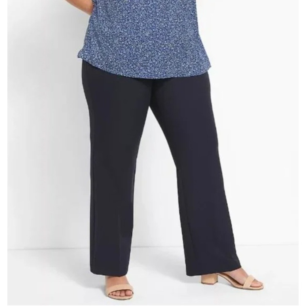 Lane Bryant The Perfect Drape Straight Leg Pants Size 16P Navy Blue New Career